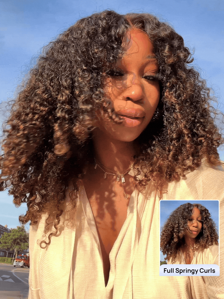Nadula 7x5 Chestnut Brown Ombre Burmese Curly Glueless Wigs Elastic