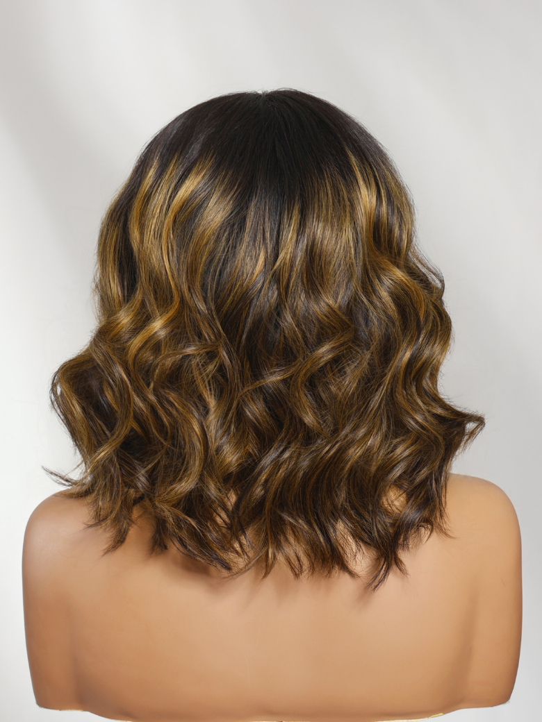 Nadula 7x5 Glueless Wig Brown Balayage Highlight Body Wave Bob