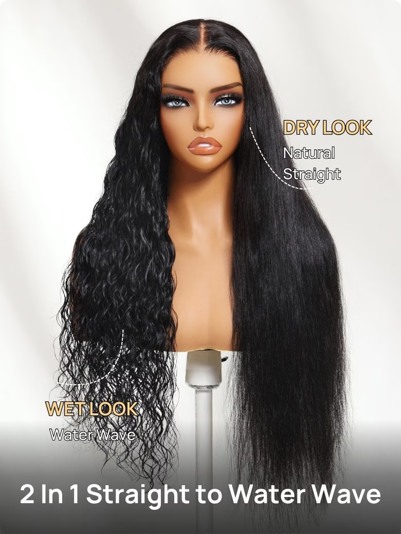 Nadula 13x4 No Slip 2 Styles in Wig From Straight to Natural Weavy Water Wave Put On And Go Glueless Human Hair Wigs