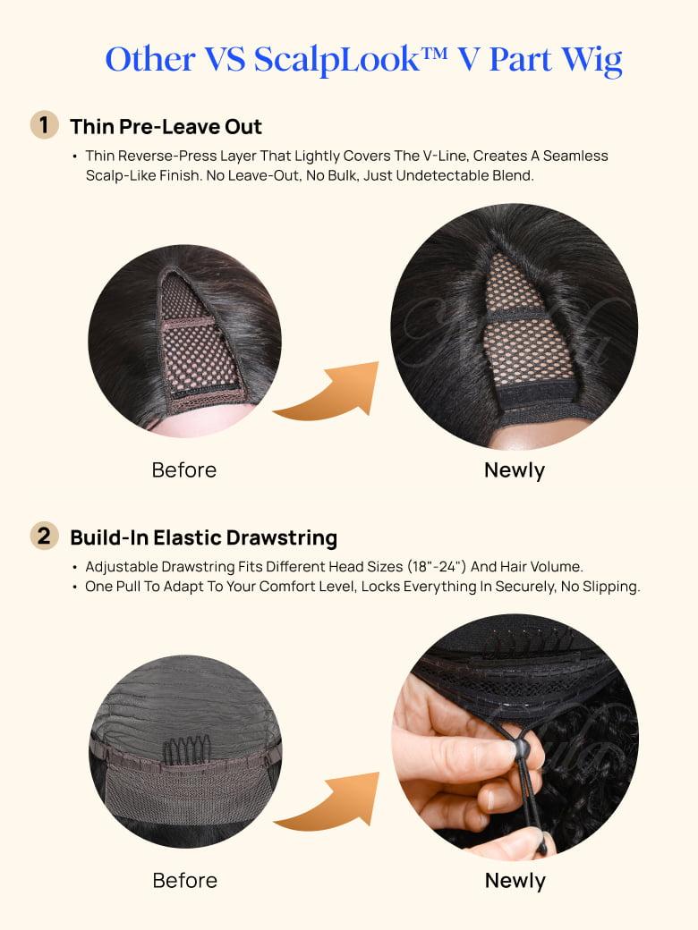 Nadula ScalpLook™ Glueless Kinky Curly V Part Layered Coily Wigs