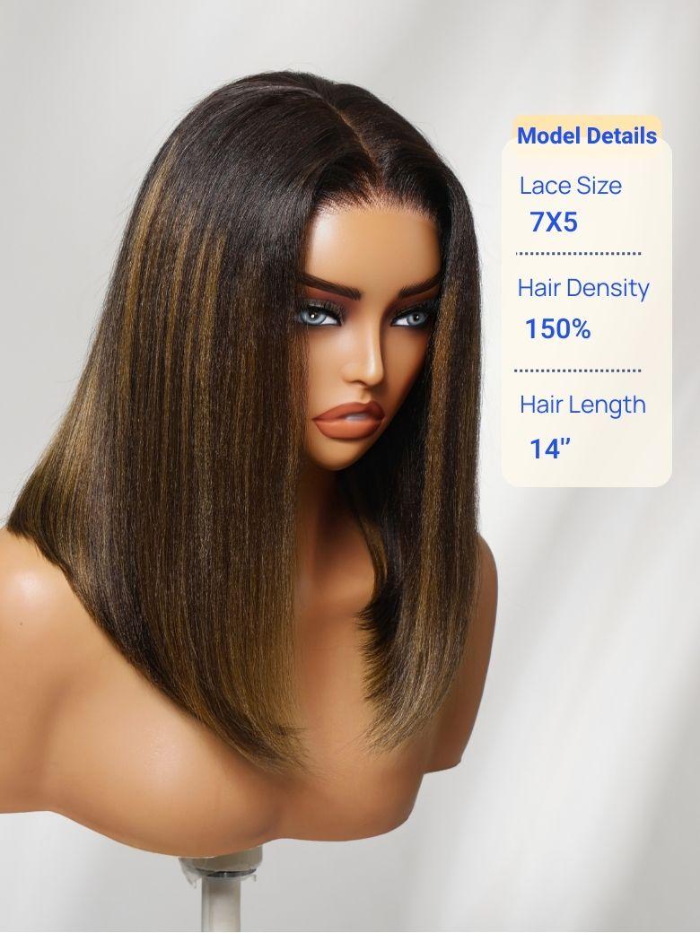 Nadula 7x5 and 13x4 Chestnut Brown Ombre Yaki Straight Bob