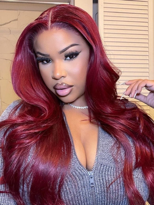 Nadula 13x4 Burgundy Body Wave Lace Frontal Wig Pre everything