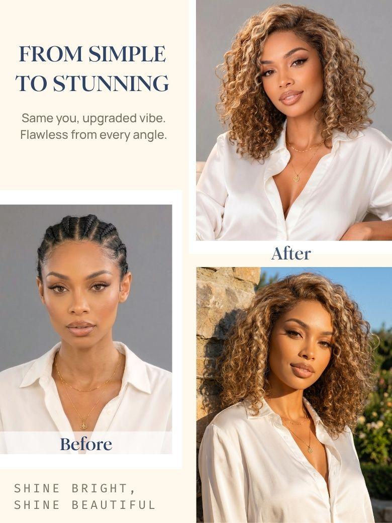 Nadula 7x5 No Slip Wig Brown With Honey Blonde Highlights
