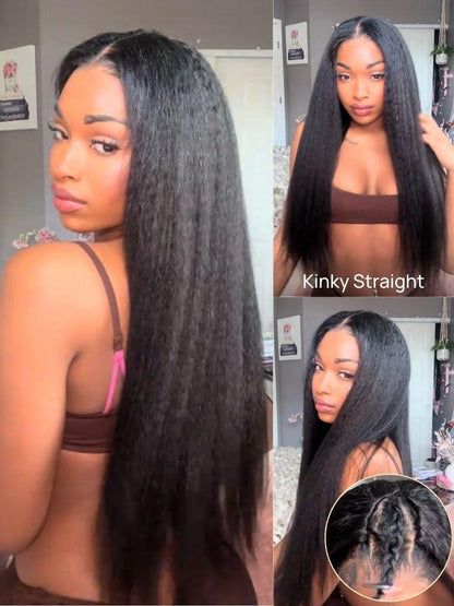 Nadula ScalpLook™ V Part Yaki Straight Glueless Human Hair Wigs