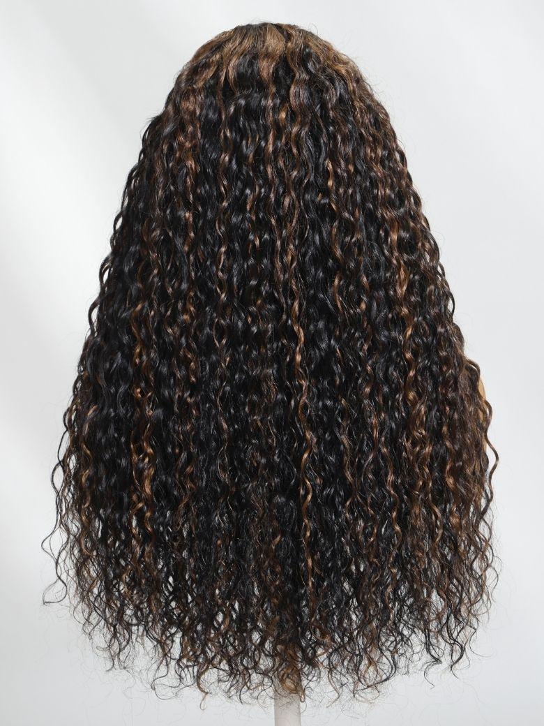 Nadula 7x5 Golden Brown Highlight Wig Water Wave Bye Bye