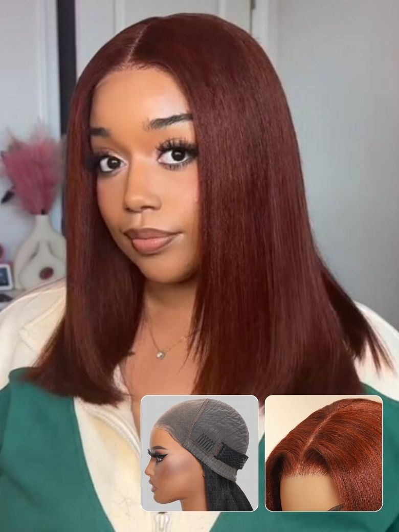 Nadula Bye Bye Knots Yaki Straight Bob Wig Reddish Brown
