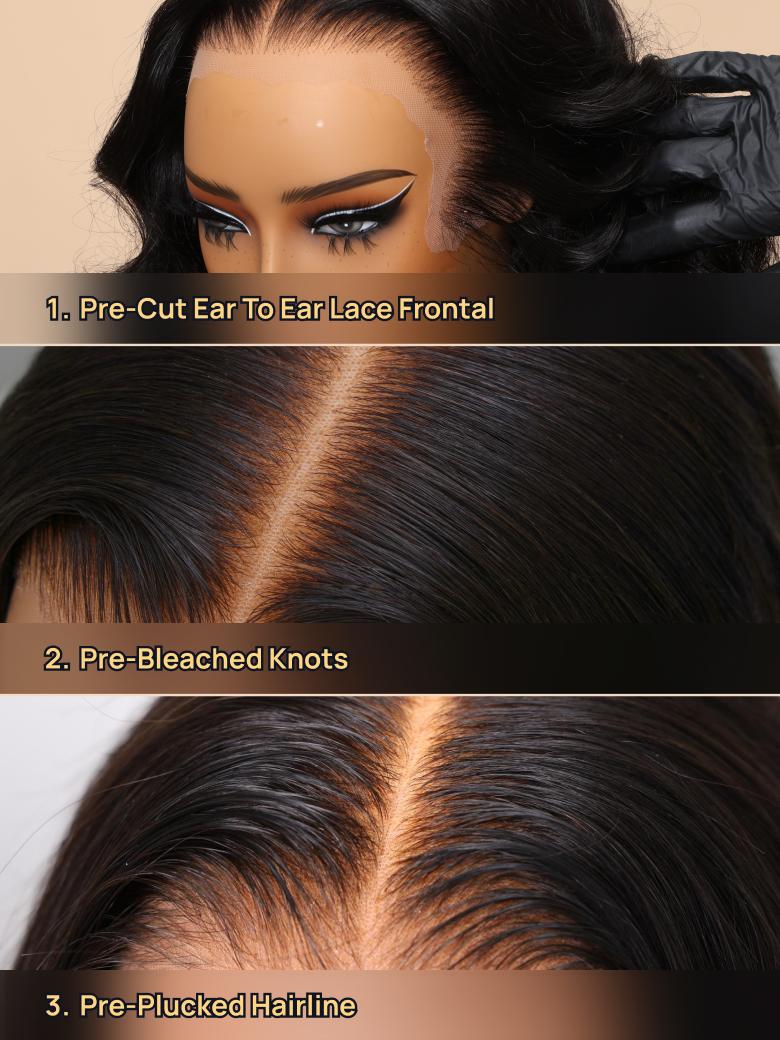 Nadula 13x4 No Slip 2 Styles in Wig From Straight to Natural Weavy Water Wave Put On And Go Glueless Human Hair Wigs