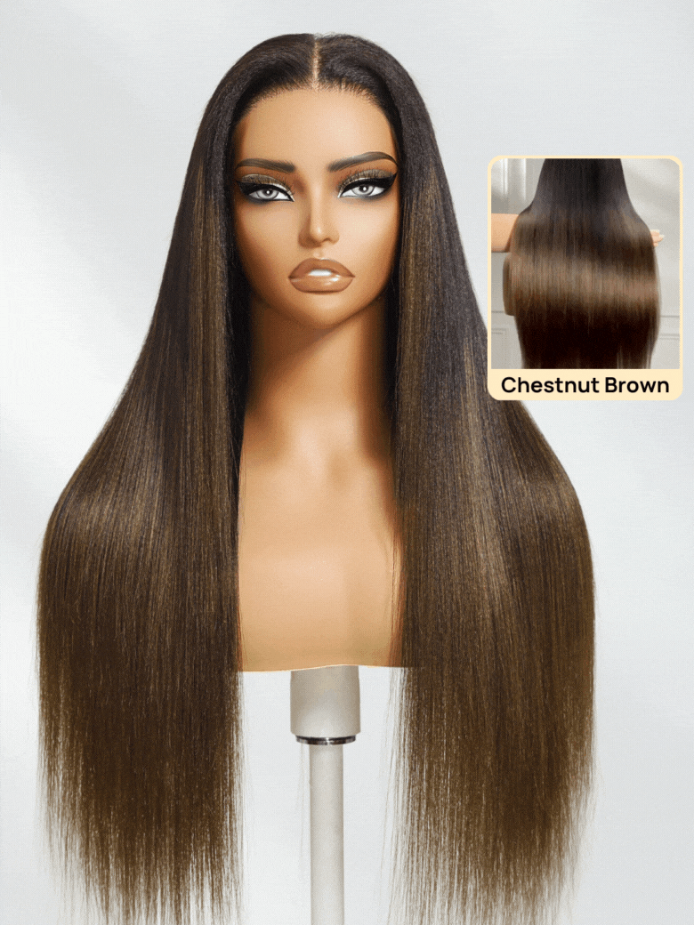 Nadula 7x5 and 13x4 Chestnut Brown Ombre Yaki Straight Put