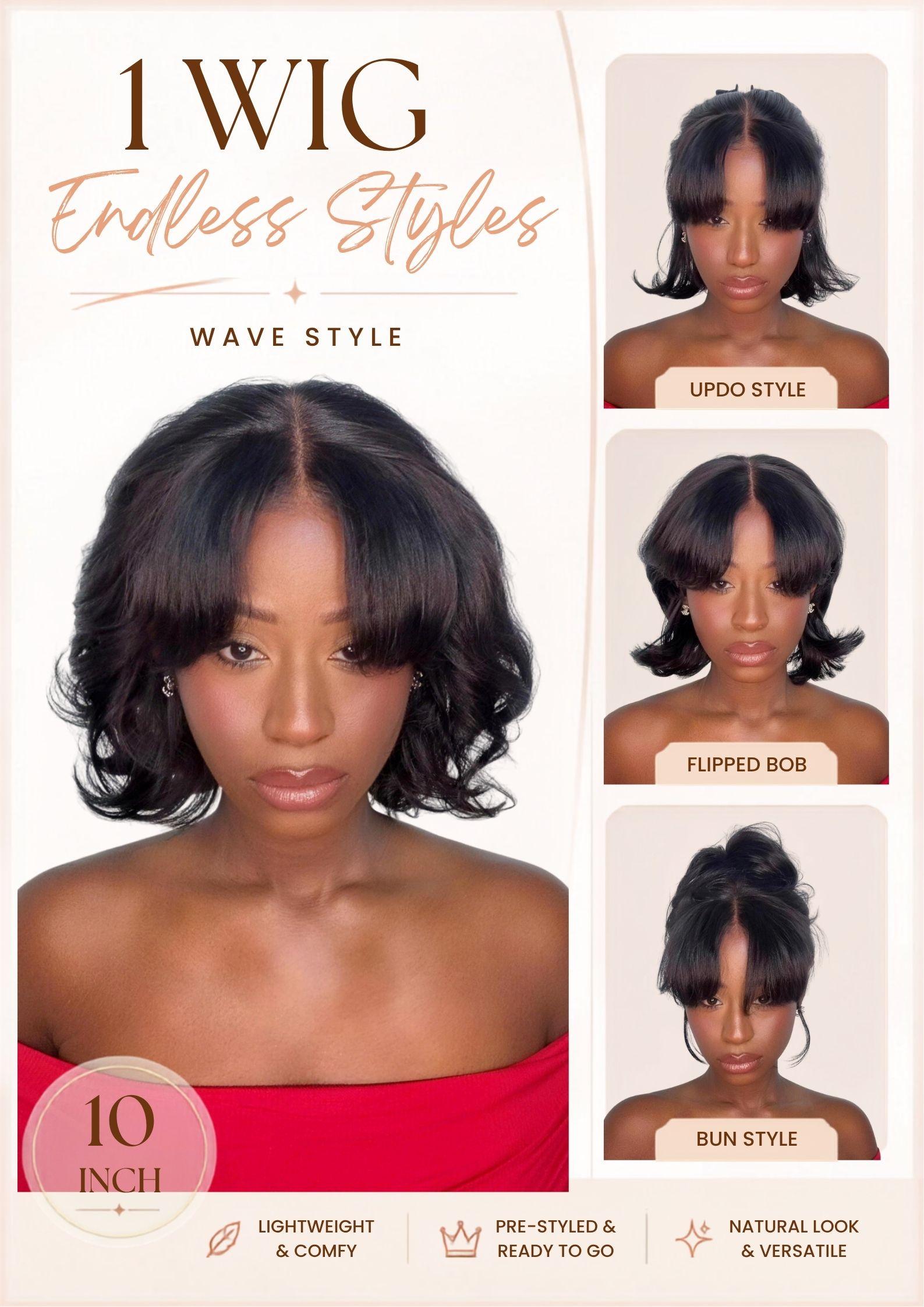 Nadula Short Yaki Straight Bob Wig 7x5 Bye Bye Knots