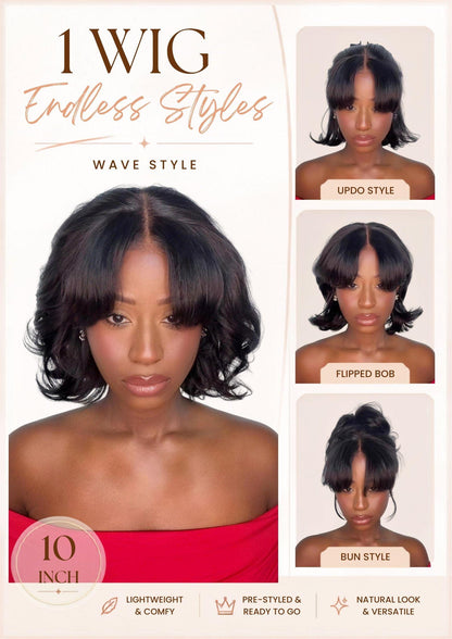 Nadula Short Yaki Straight Bob Wig 7x5 Bye Bye Knots