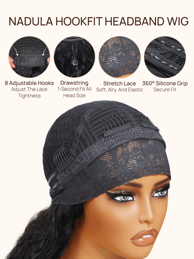 Nadula Water Wave Wigs With Headband 100% Virgin Hair Long