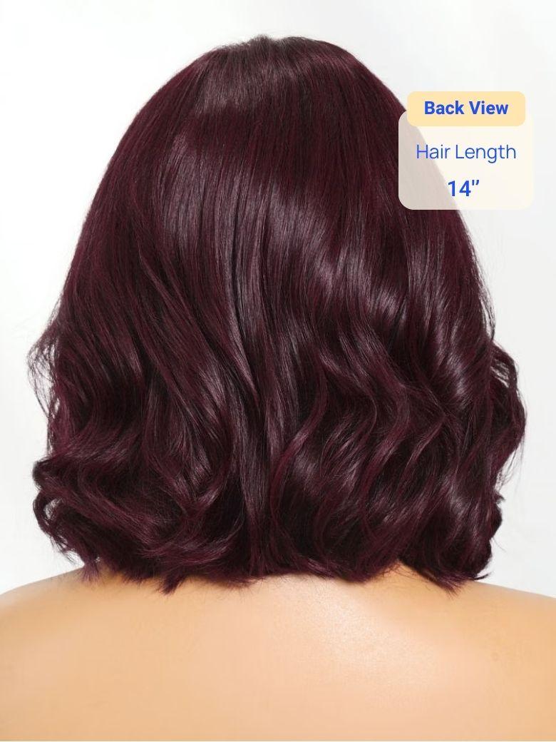 Nadula 7x5 Byebye Knots Wig Black Cherry Red Bob Wig with Curtain Fringe Put On And Go Wig with Invisible Drawstring
