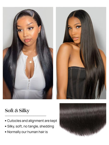 Nadula Straight 3 Bundles With 4x4 Lace Closure Soft Unprocessed