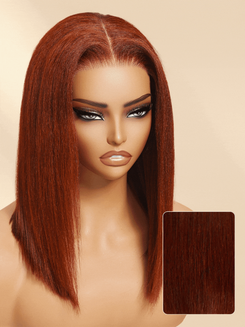 Nadula Bye Bye Knots Yaki Straight Bob Wig Reddish Brown