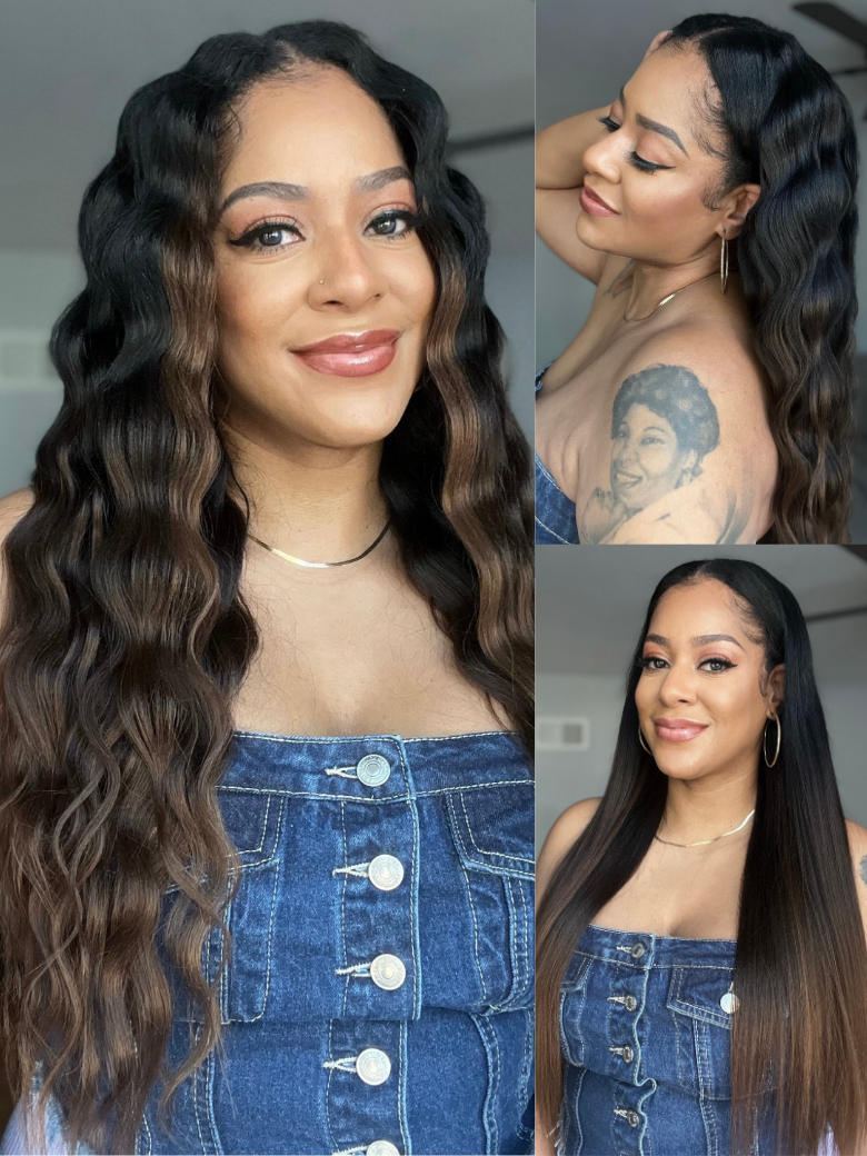 Nadula Lifesaver EasiContour™ V Part Yaki Straight Chestnut Brown Ombre