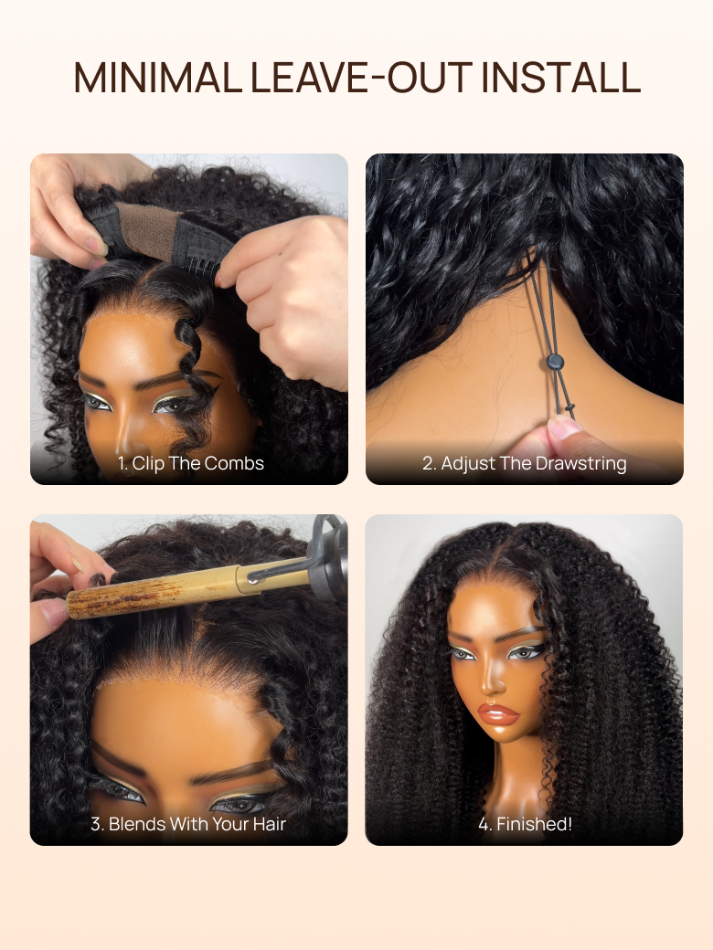 Nadula Afro Curly Flip Over 3/4 Half Wig Blend &