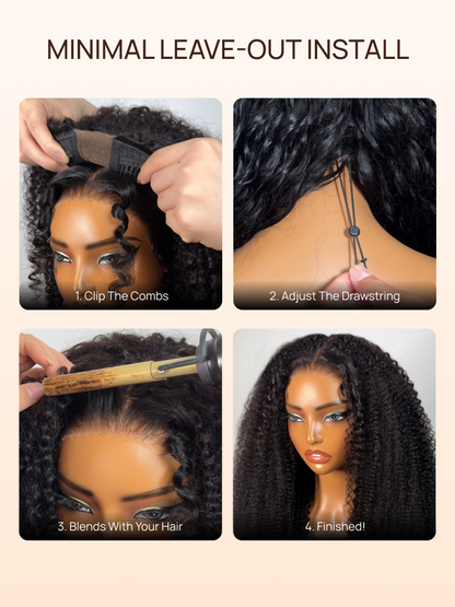 Nadula Afro Curly Flip Over 3/4 Half Wig Blend &