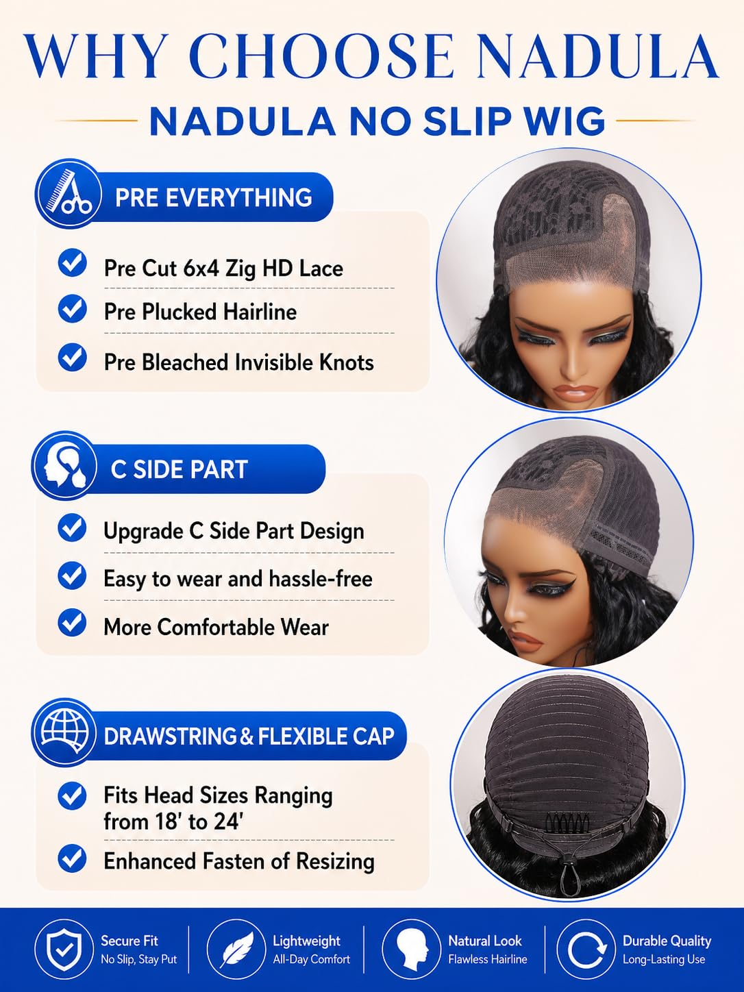 Nadula 6x4 Lace Closure Ready to Go Water Wave Short Wavy Bob Wig Glueless Minimalist Lace Wig 220% Density