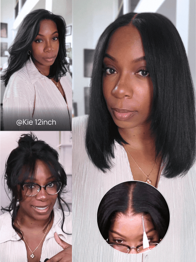 Nadula Bye Bye Knots Yaki Straight Bob Wig 7x5 Pre-Bleached Natural Looking Glueless Wig with Invisi Drawstring