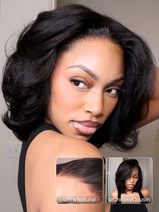 Nadula Bye Bye Knots Yaki Straight Bob Wig 7x5 Pre-Bleached Natural Looking Glueless Wig with Invisi Drawstring