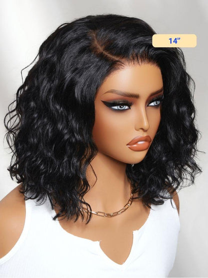 Nadula 6x4 Lace Closure Ready to Go Water Wave Short Wavy Bob Wig Glueless Minimalist Lace Wig 220% Density