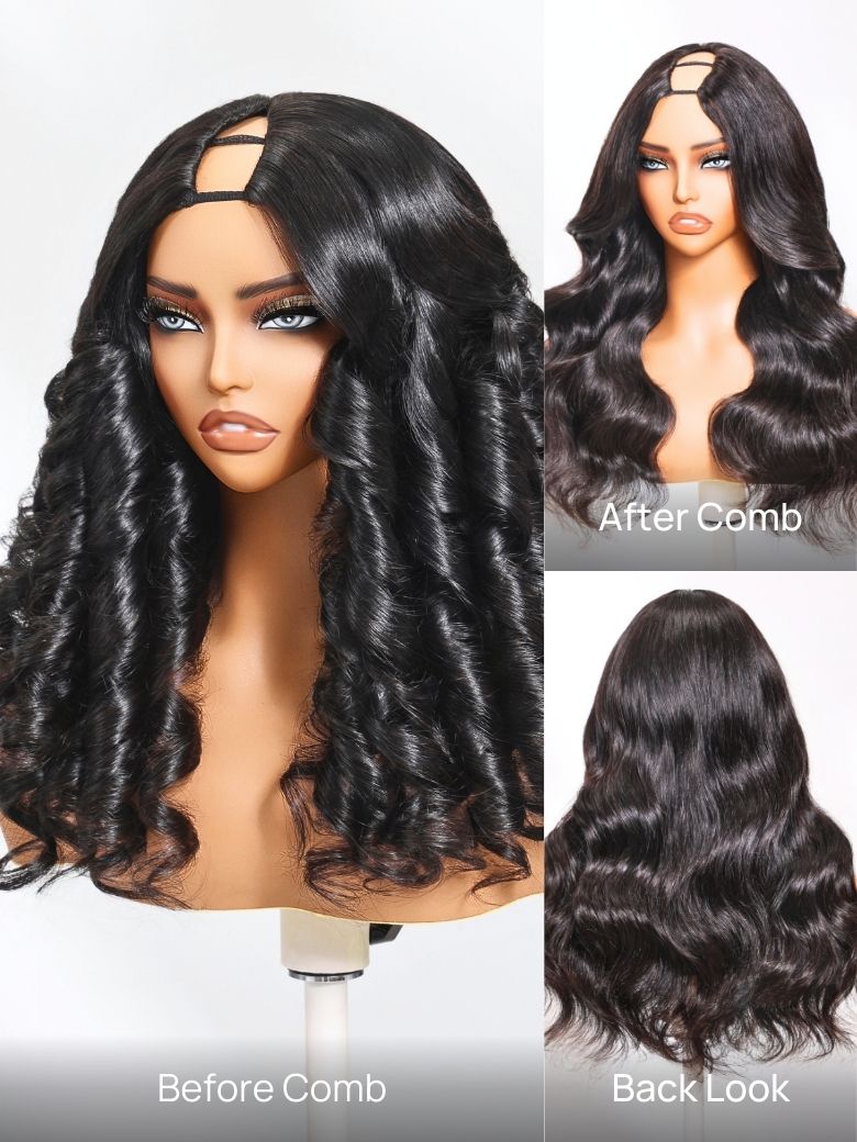 Nadula 3D Body Wave U Part Wig 150% Density Glueless
