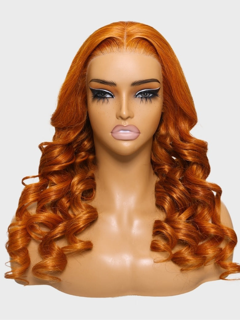 Nadula 13x4 Pre-everything Lace Front Orange Ginger Colored Body Wave
