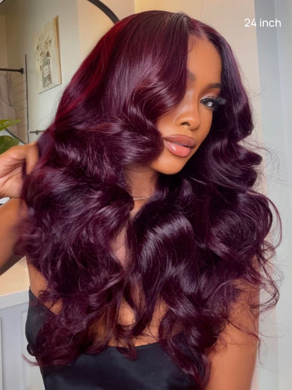 Nadula 7x5 and 13x4 Burgundy Plum Layer Cut Straight Lace