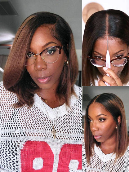 Nadula Bye Bye Knots Yaki Straight Bob Wig Chestnut Brown