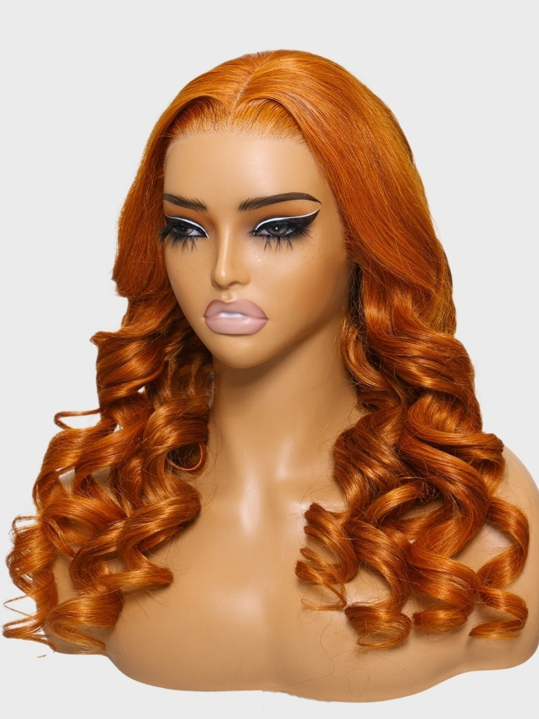 Nadula 13x4 Pre-everything Lace Front Orange Ginger Colored Body Wave