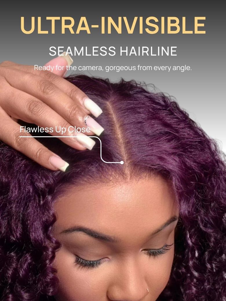 Nadula 7x5 No Slip Deep Burgundy Kinky Curly Wig with Finger Coils Put On and Go Glueless Wigs