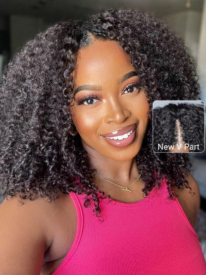 Nadula ScalpLook™ Glueless Afro Kinky Curly with Finger Coils V Part Wigs No Leave Out Beginner Friendly