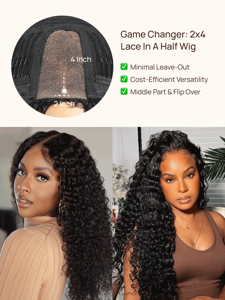 Nadula Afro Curly Flip Over 3/4 Half Wig Blend &