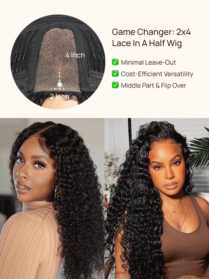 Nadula Afro Curly Flip Over 3/4 Half Wig Blend &