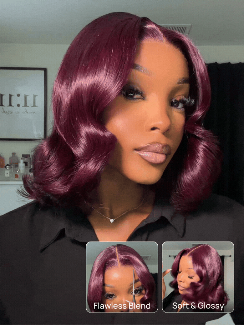 Nadula 7x5 No Slip Wig Black Cherry Red Bob Wig
