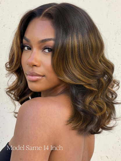 Nadula 7x5 Glueless Wig Brown Balayage Highlight Body Wave Bob