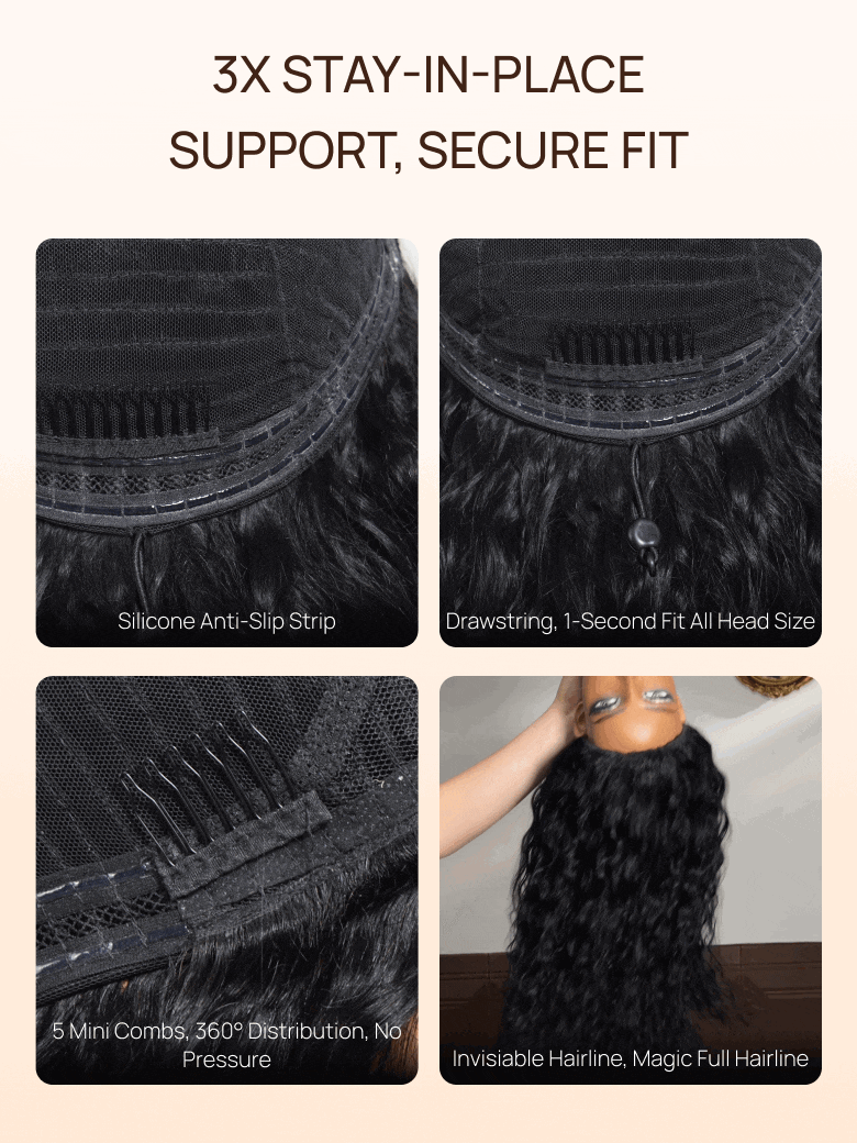 Nadula Afro Curly Blend & Secure Half Wig 4C Kinky Curly Human Hair 3/4 Half Wig Beginner Friendly