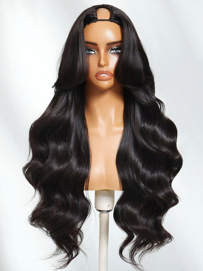 Nadula New V Part Yaki Straight Glueless Human Hair Wigs