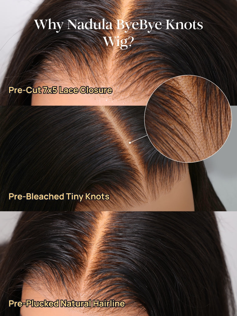 Nadula 7x5 Invisible Knots Loose Body Wave Black to Chestnut