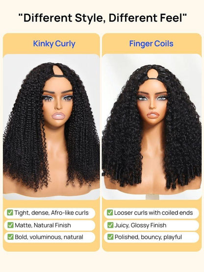 Nadula ScalpLook™ Glueless Kinky Curly V Part Layered Coily Wigs