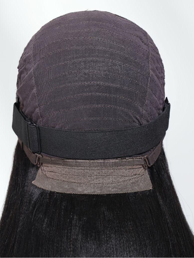 Nadula Yaki Straight Layered Wig with Bangs Glueless Human Hair Wig Put On and Go Wig Beginner Friendly Classic Cap