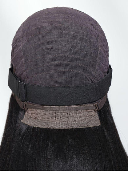 Nadula Yaki Straight Layered Wig with Bangs Glueless Human Hair Wig Put On and Go Wig Beginner Friendly Classic Cap