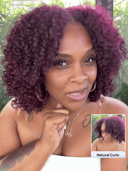 Nadula 7x5 No Slip Deep Burgundy Kinky Curly Wig with Finger Coils Put On and Go Glueless Wigs