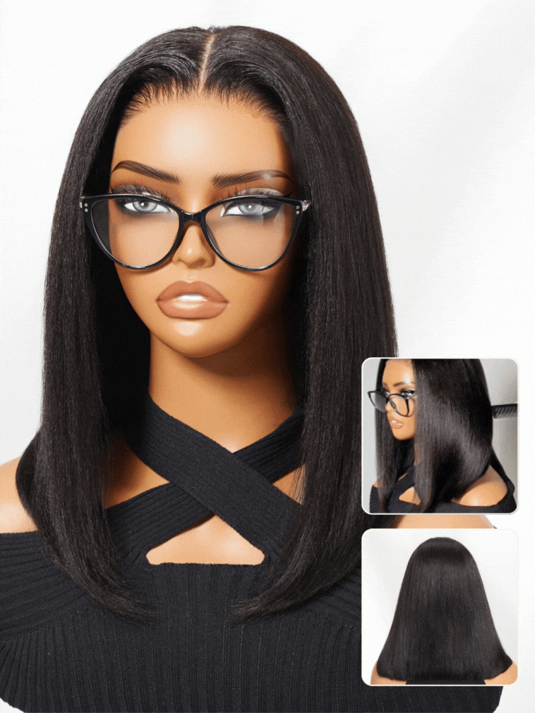 Nadula Bye Bye Knots Yaki Straight Bob Wig 7x5 Pre-Bleached Natural Looking Glueless Wig with Invisi Drawstring
