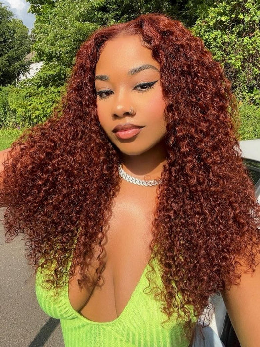 Nadula Jerry Curly Reddish Brown Lace Wig 7x5 Bye Bye