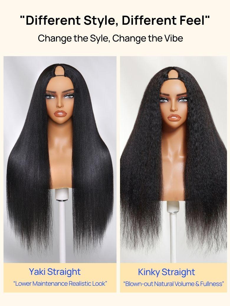 Nadula ScalpLook™ V Part Yaki Straight Glueless Human Hair Wigs