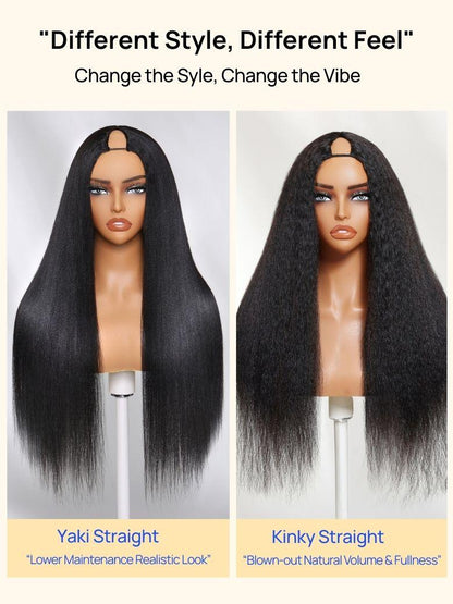 Nadula ScalpLook™ V Part Yaki Straight Glueless Human Hair Wigs