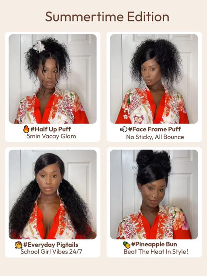 Nadula Pre everything? 13x4 Transparent Lace Mixed Curls Water Wave