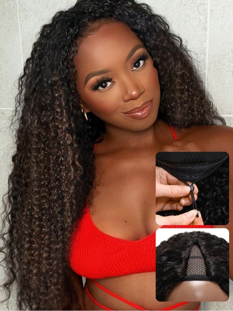 Nadula EasiContour™ Curly V Part Wig Chestnut Brown Ombre Color