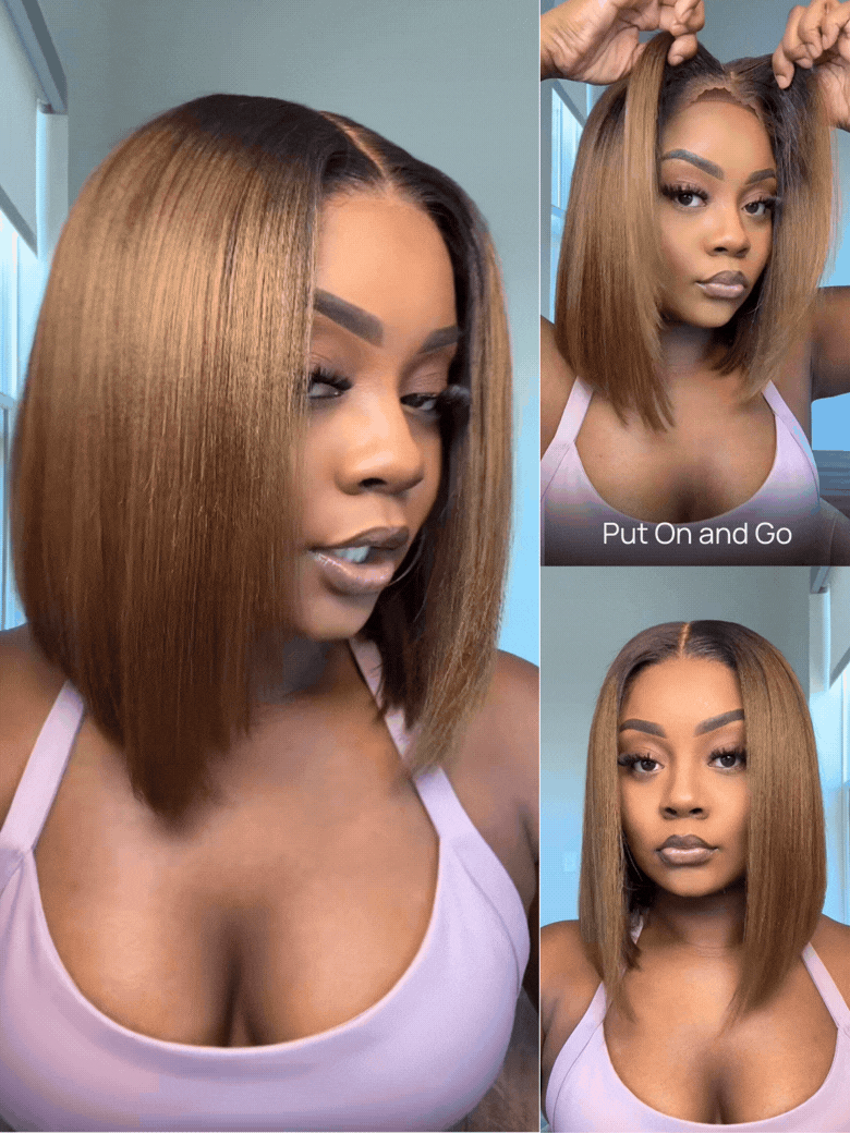 Nadula 7x5 and 13x4 Chestnut Brown Ombre Yaki Straight Put
